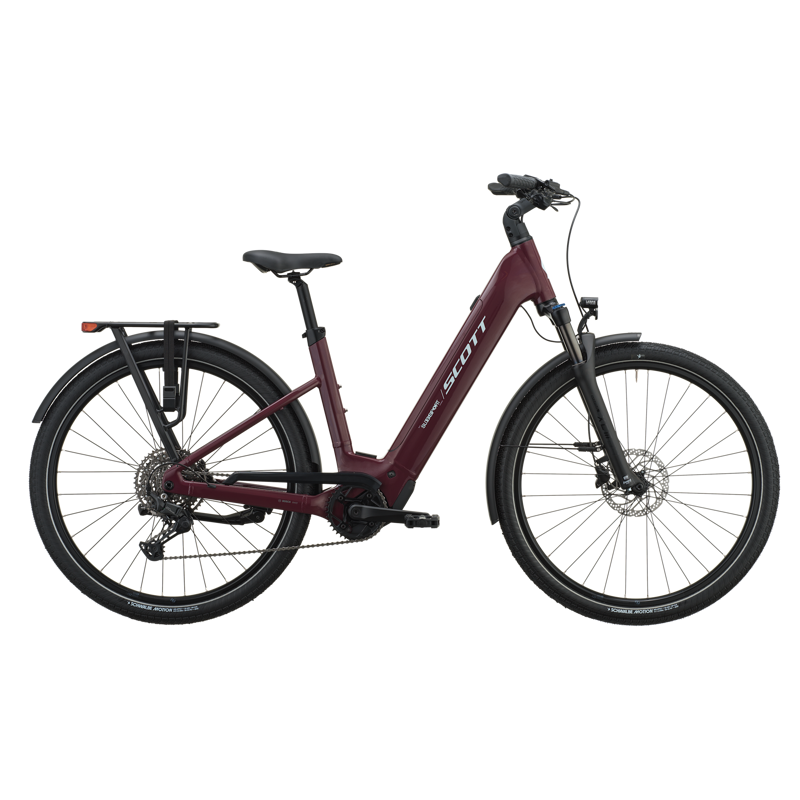 Scott Sub Sport 20 Wave E-Hybrid Bike in Aubergine Purple