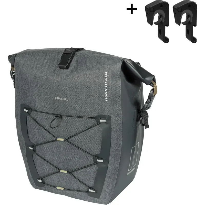 Basil Navigator Storm 25-31L Pannier Bag w/MIK Hooks in Black