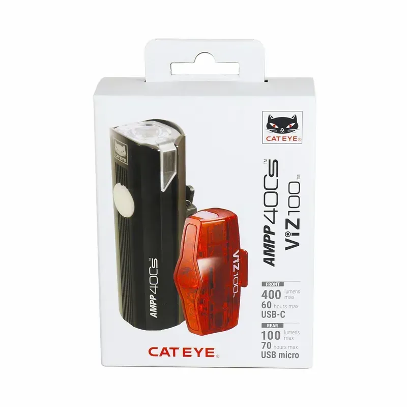 Cateye AMPP 400S II/Viz100 II Bike Light Set in Black