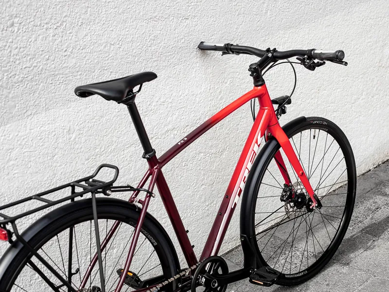 Trek FX 3 Disc Equipped Hybrid Bike in Viper Red to Cobra Blood-3