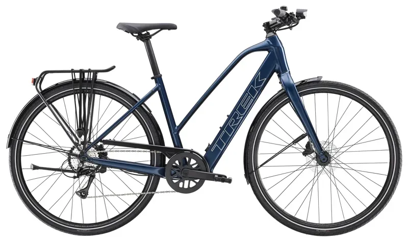 Trek FX+ 2 Stagger E-bike In Satin Mulsanne Blue