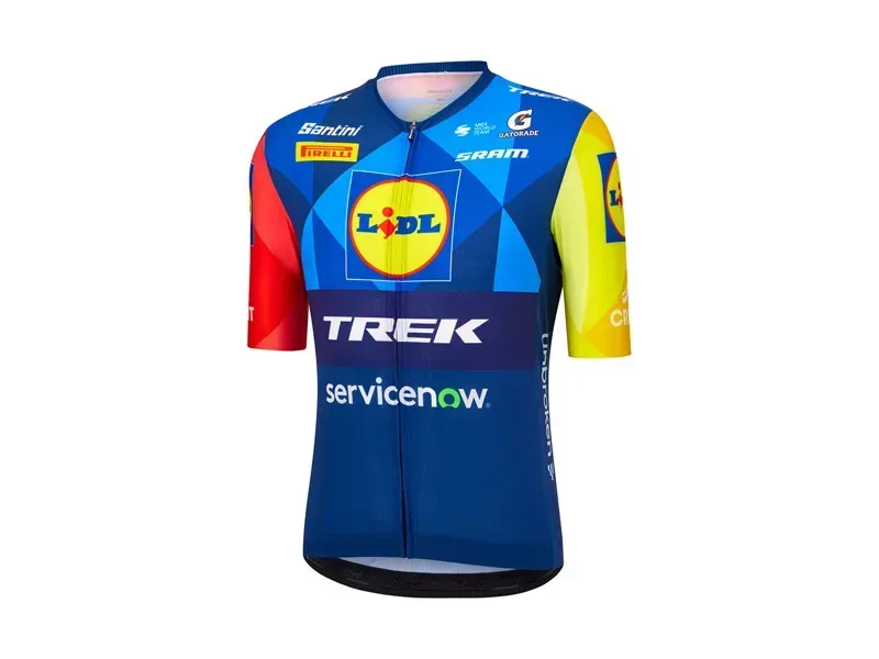 Santini Trek Factory Racing Men's Team Replica Cycling Jersey in Blue-2