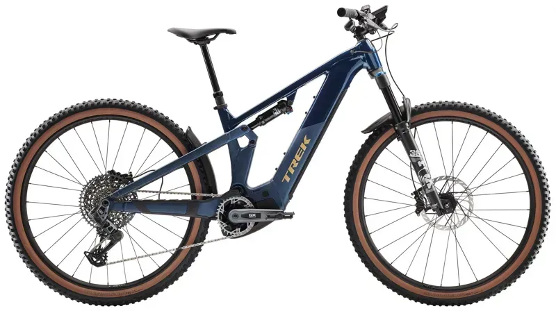 Trek Powerfly FS 8 Gen 4 E Mountain Bike In Matte Gloss Mulsanne Blue