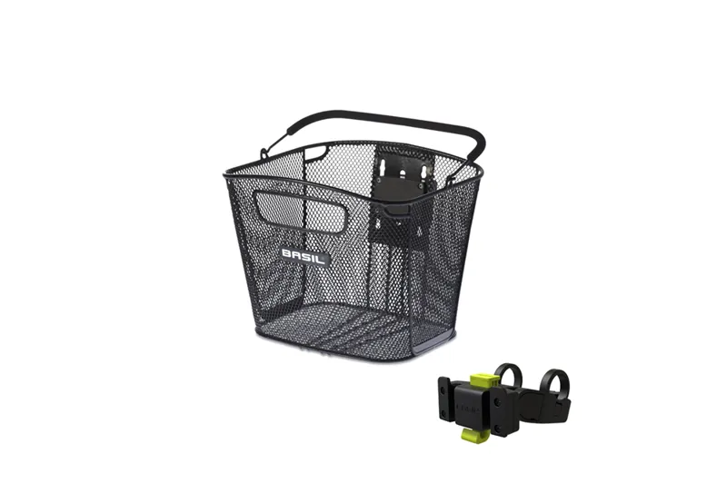 Basil Front Basket in Black KF + Holder