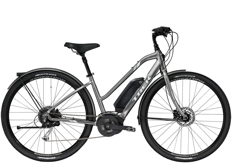 2019 Trek Verve + Low-Step Womens Hybrid E-bike in Grey
