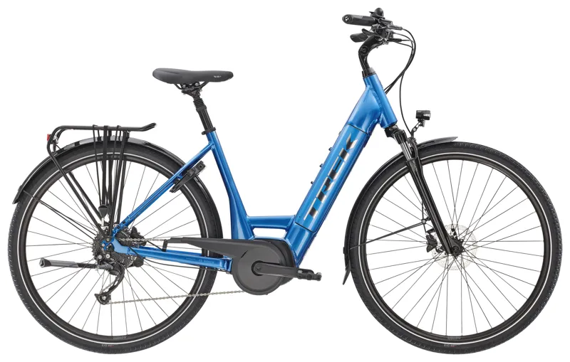 Trek Verve+ 3 Lowstep Hybrid Bike in Alpine Blue