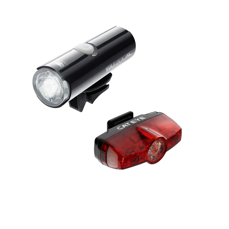 Cateye Volt 200 Xc Front Light and Rapid Mini Rear Usb Rechargeable